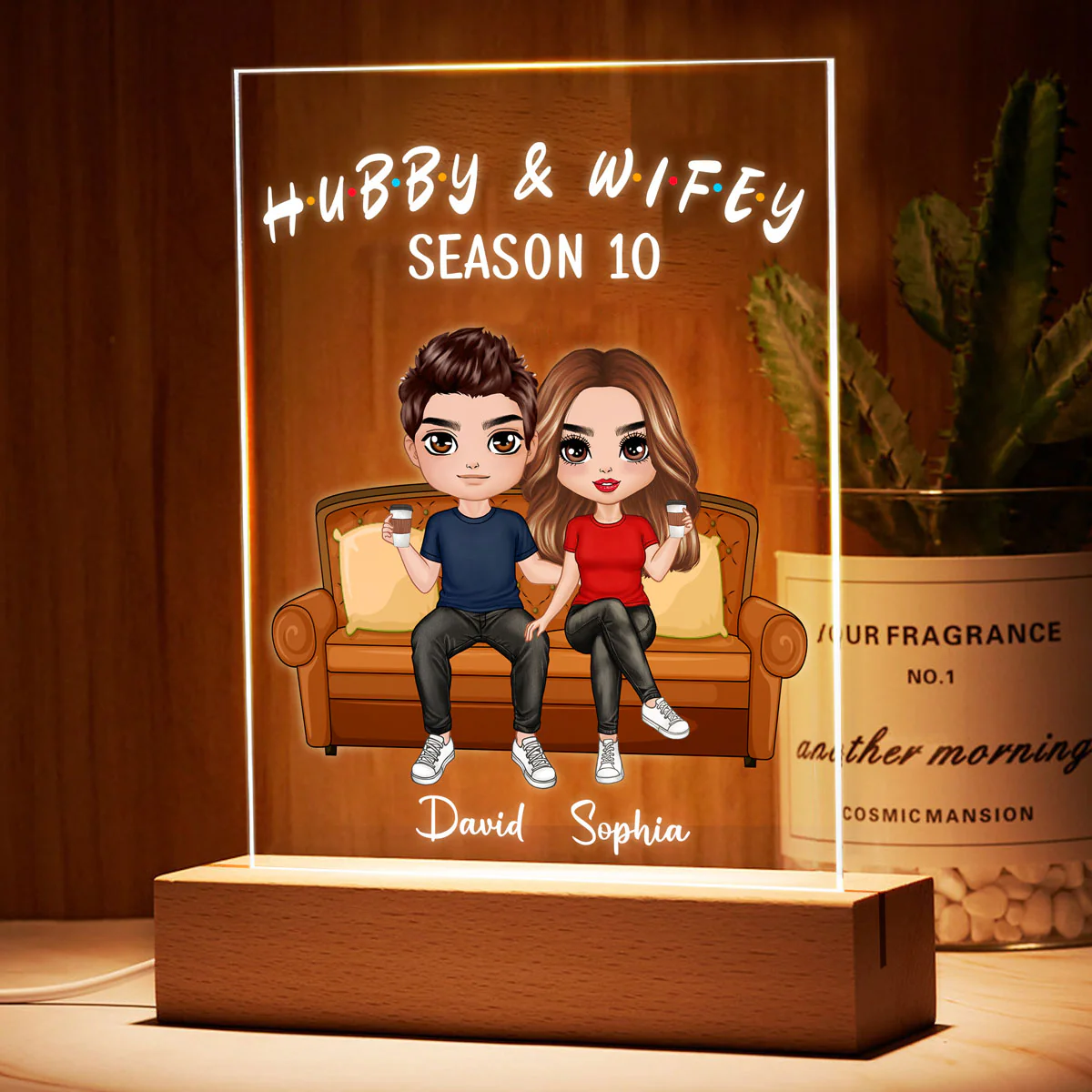 Couple On Sofa Personalized Rectangle Acrylic Plaque With LED Night Light - Valentine‘s Day Gift - Anniversary Gift For Her - Gift For Him - Image 3