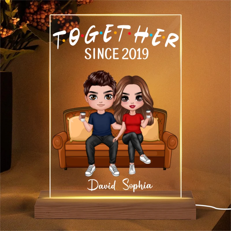 Couple On Sofa Personalized Rectangle Acrylic Plaque With LED Night Light - Valentine‘s Day Gift - Anniversary Gift For Her - Gift For Him - Image 4