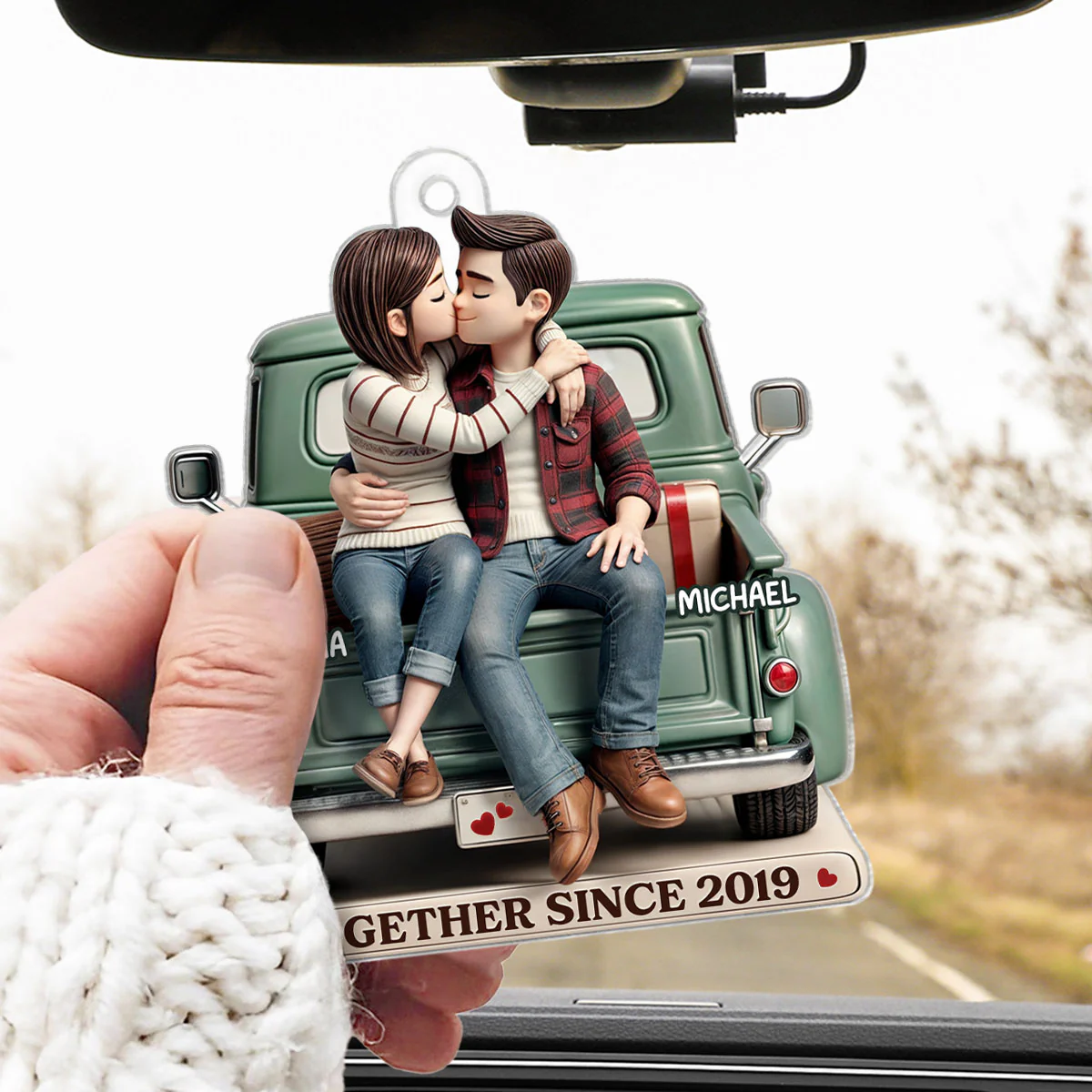 3D Effect Couple On Truck Personalized Acrylic Car Hanger Ornament, Heartfelt 2025 Gift For Couple, For Him, For Her, Boyfriend, Girlfriend, Husband, Wife - Image 12