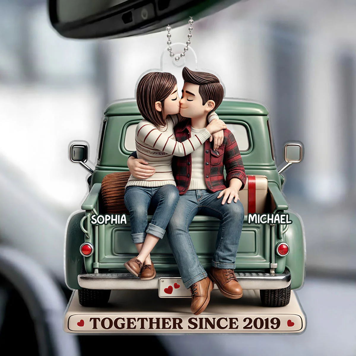 3D Effect Couple On Truck Personalized Acrylic Car Hanger Ornament, Heartfelt 2025 Gift For Couple, For Him, For Her, Boyfriend, Girlfriend, Husband, Wife - Image 13