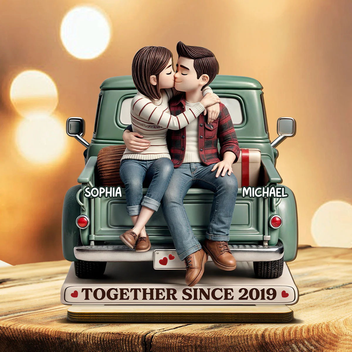 Couple On Truck Personalized Standing Wooden Plaque, Heartfelt Gift For Couple, For Him, For Her, Boyfriend, Girlfriend, Husband, Wife - Image 2
