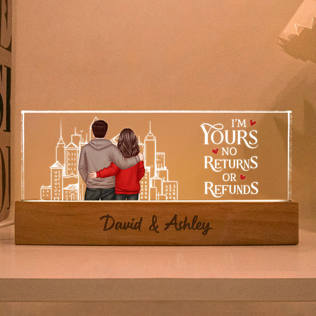 Couple Outline Skyline Personalized Romantic Couple Gift, Custom LED Night Light - Image 3