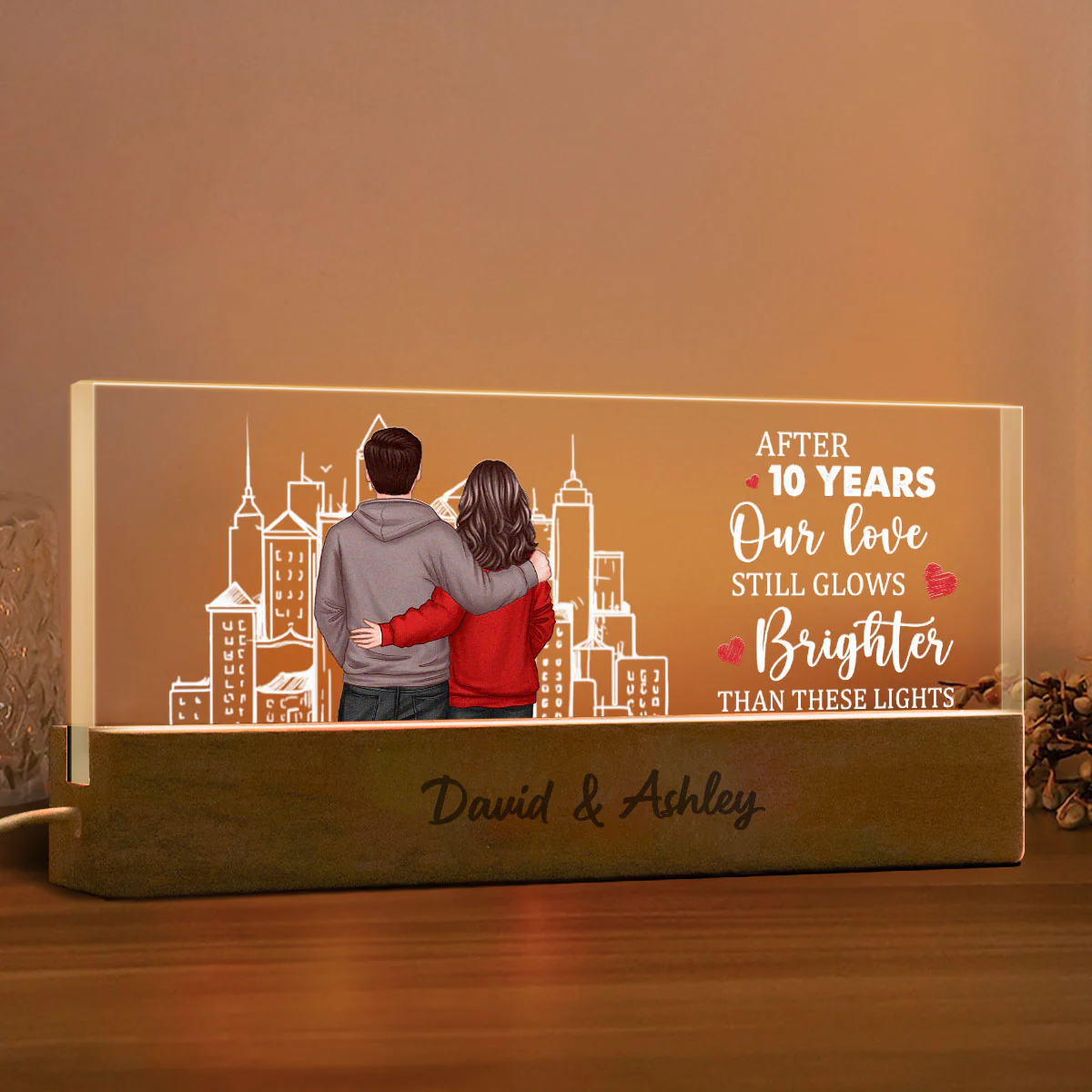 Couple Outline Skyline Personalized Romantic Couple Gift, Custom LED Night Light - Image 6