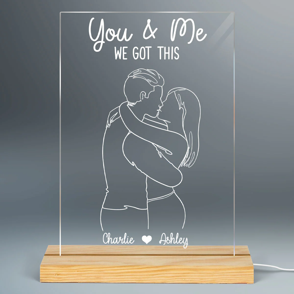 Couple Outline Together Since Personalized Plaque LED Night Light, Acrylic LED Lamp, Valentine‘s Day Gift For Him, For Her - Image 2