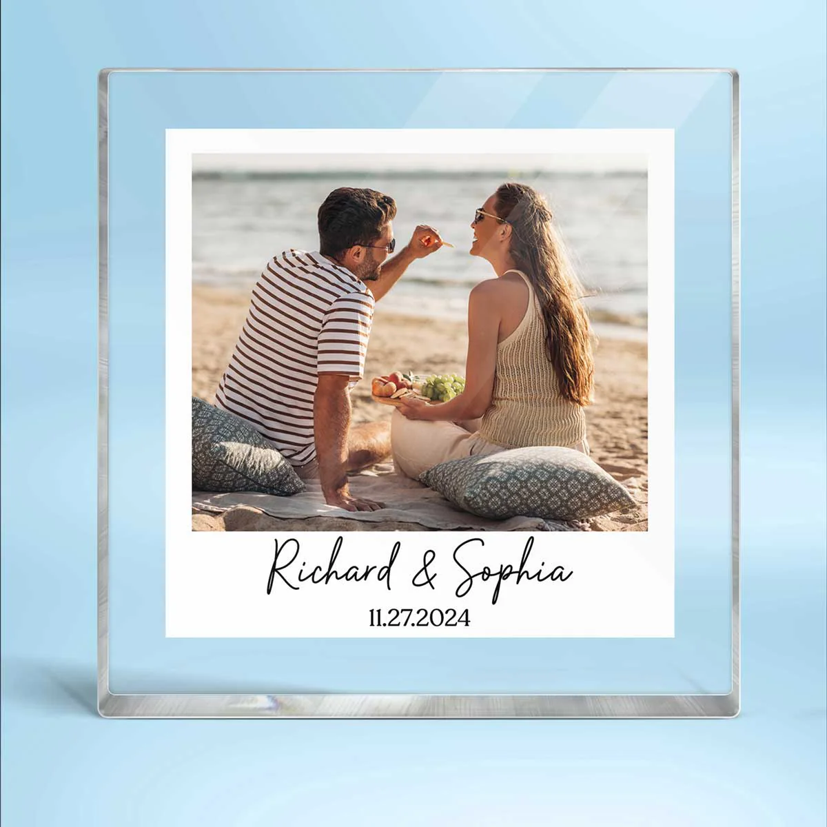 Couple Photo Frame Upload Personalized Acrylic Square Block Plaque, Heartfelt Gift For Couple, For Him, For Her, Boyfriend, Girlfriend, Husband, Wife - Image 2