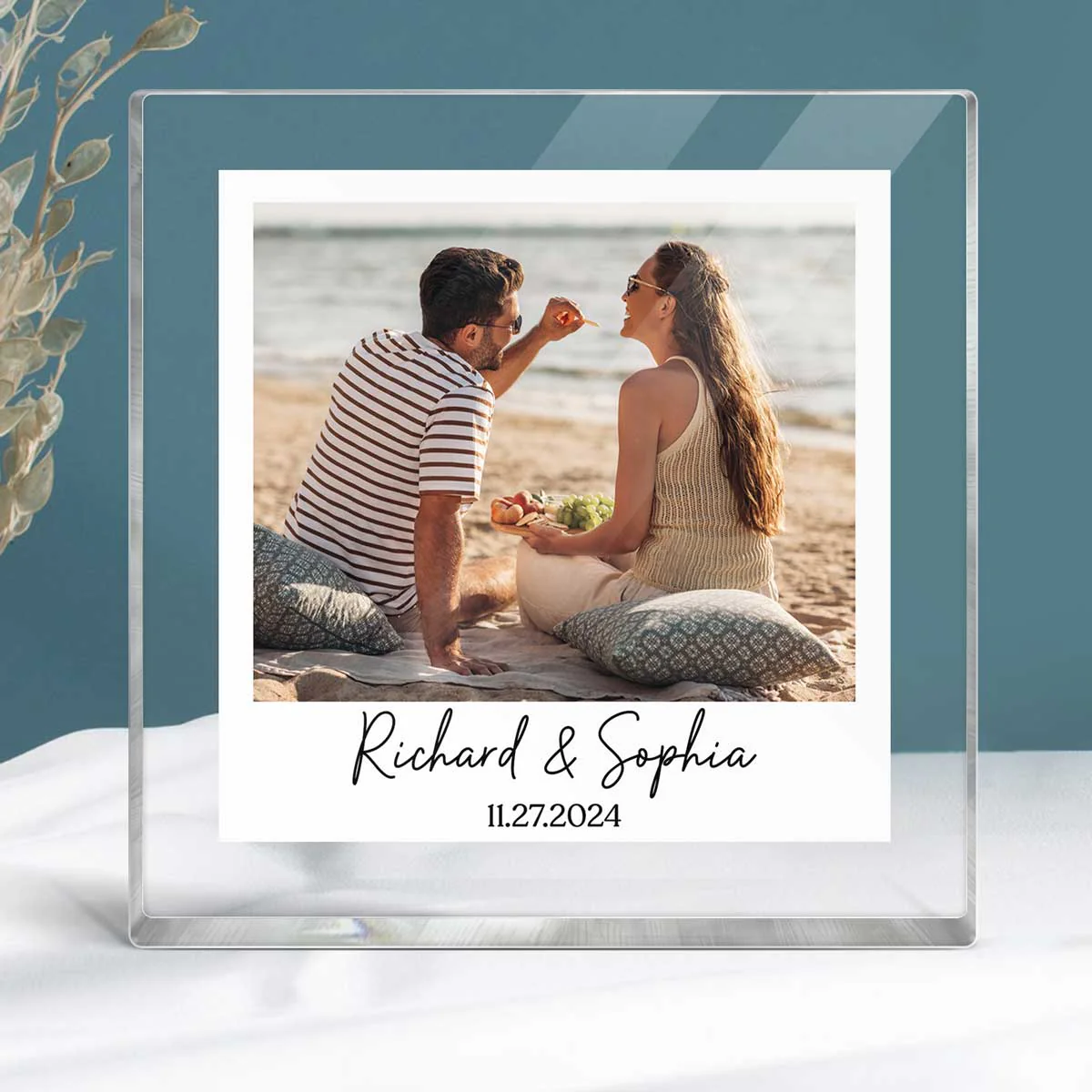 Couple Photo Frame Upload Personalized Acrylic Square Block Plaque, Heartfelt Gift For Couple, For Him, For Her, Boyfriend, Girlfriend, Husband, Wife - Image 5