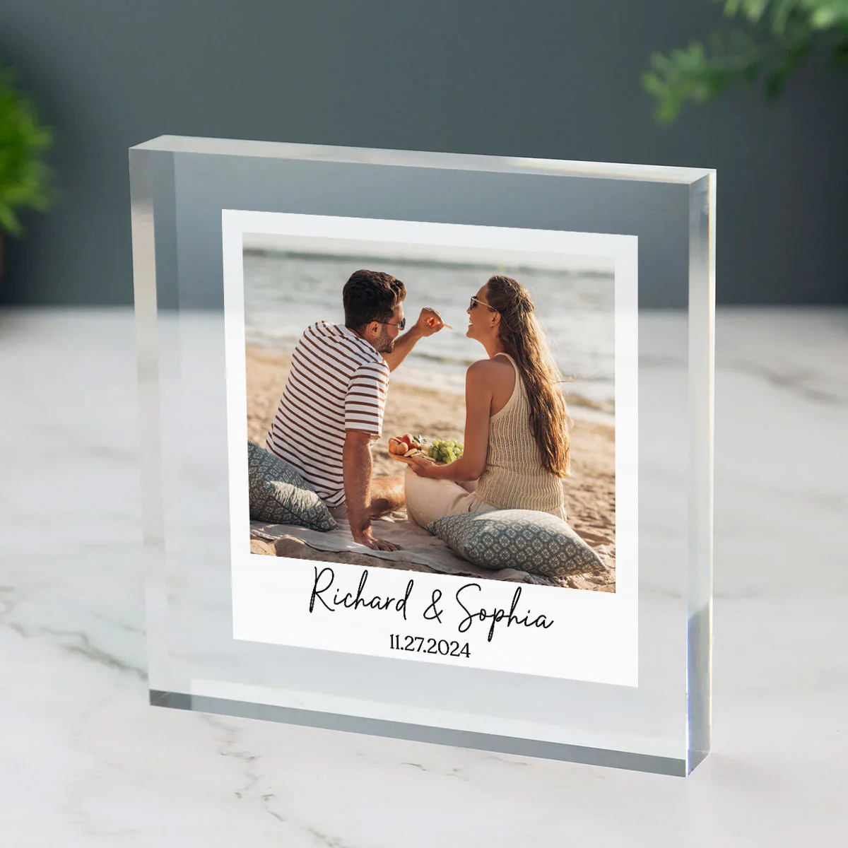 Couple Photo Frame Upload Personalized Acrylic Square Block Plaque, Heartfelt Gift For Couple, For Him, For Her, Boyfriend, Girlfriend, Husband, Wife - Image 7