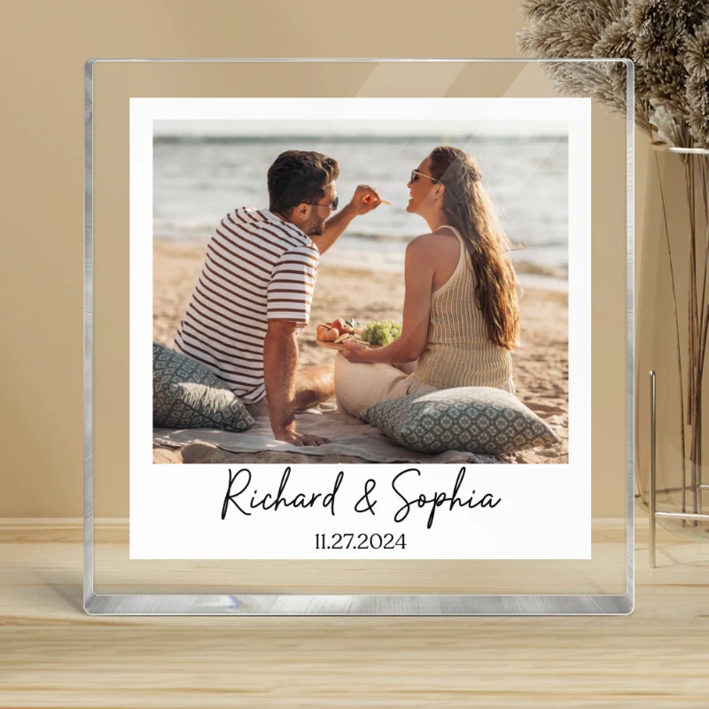 Couple Photo Frame Upload Personalized Acrylic Square Block Plaque, Heartfelt Gift For Couple, For Him, For Her, Boyfriend, Girlfriend, Husband, Wife - Image 8