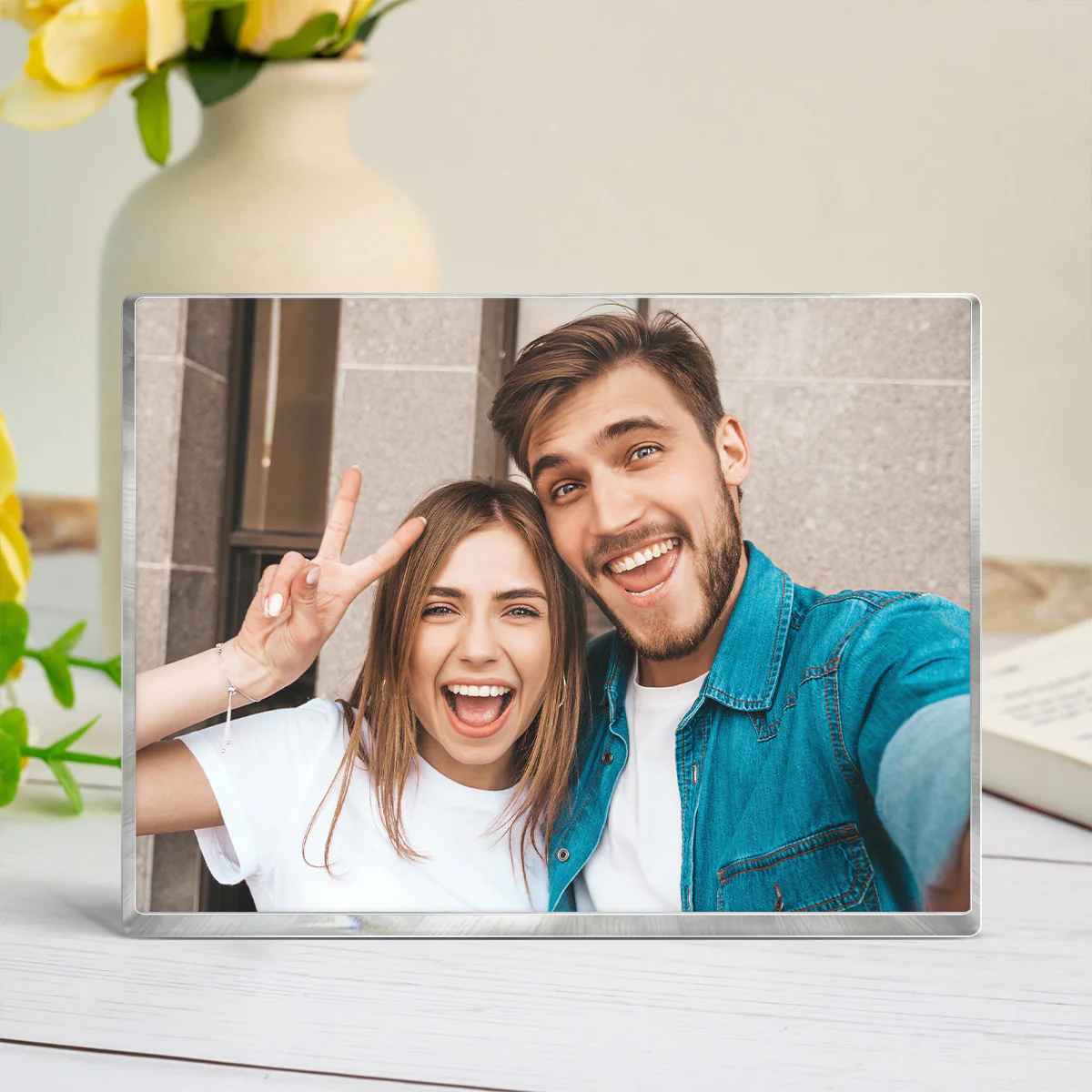Couple Photo Upload Personalized Rectangle Acrylic Block Plaque, Heartfelt Gift For Couple, For Him, For Her, Boyfriend, Girlfriend, Husband, Wife
