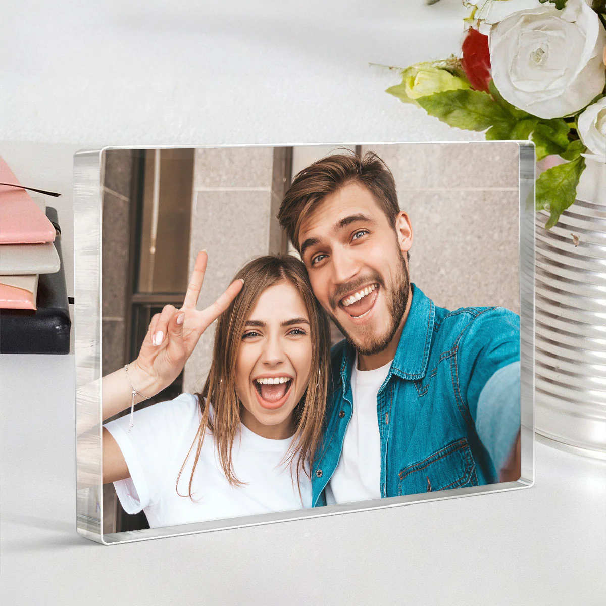 Couple Photo Upload Personalized Rectangle Acrylic Block Plaque, Heartfelt Gift For Couple, For Him, For Her, Boyfriend, Girlfriend, Husband, Wife - Image 3