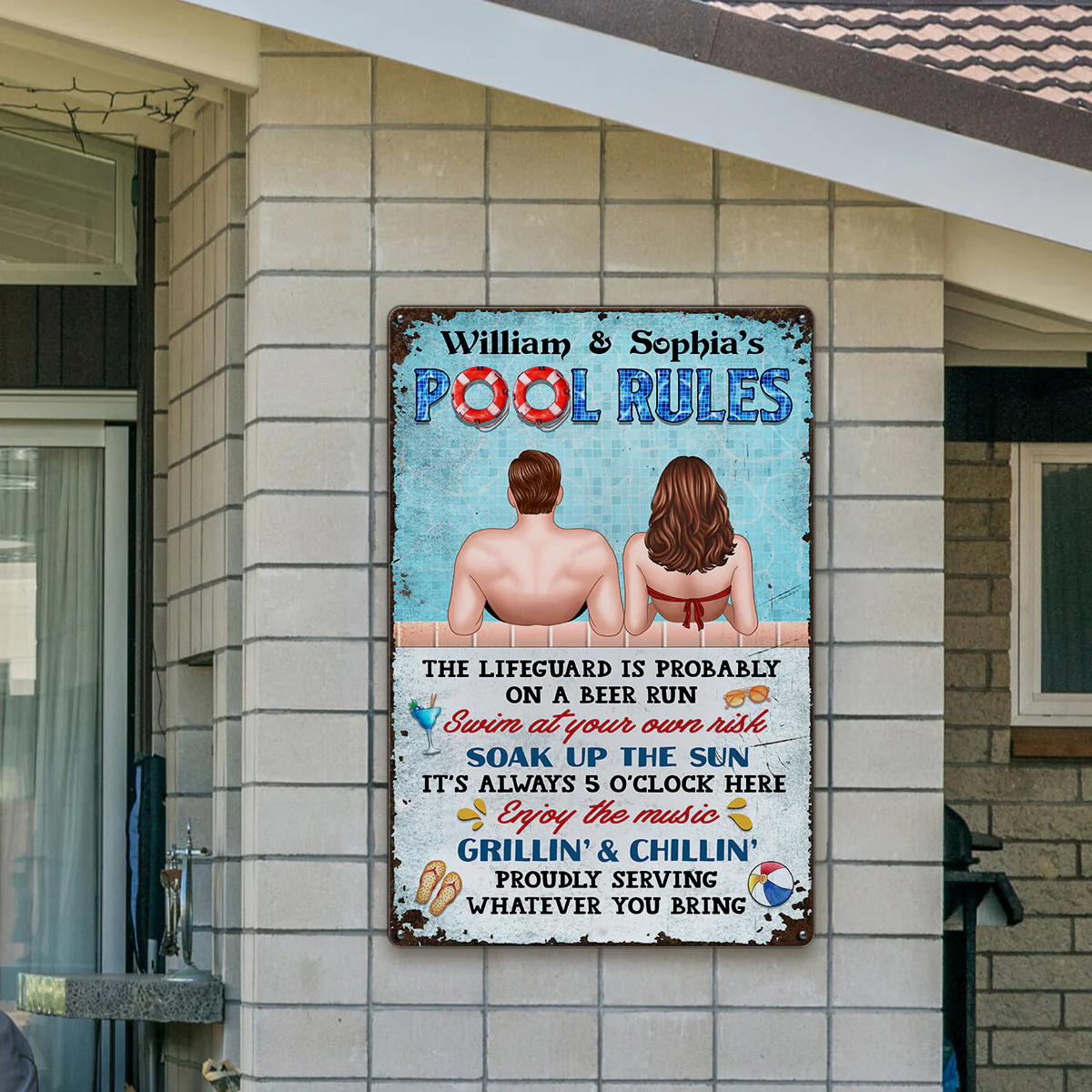 Couple Pool Rules Personalized Metal Sign - Image 4