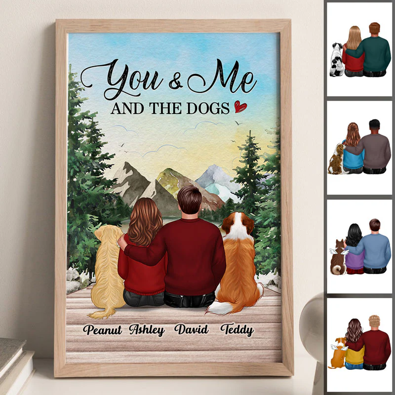 Couple Portrait And Dogs Beautiful Landscape Personalized Poster - Image 2
