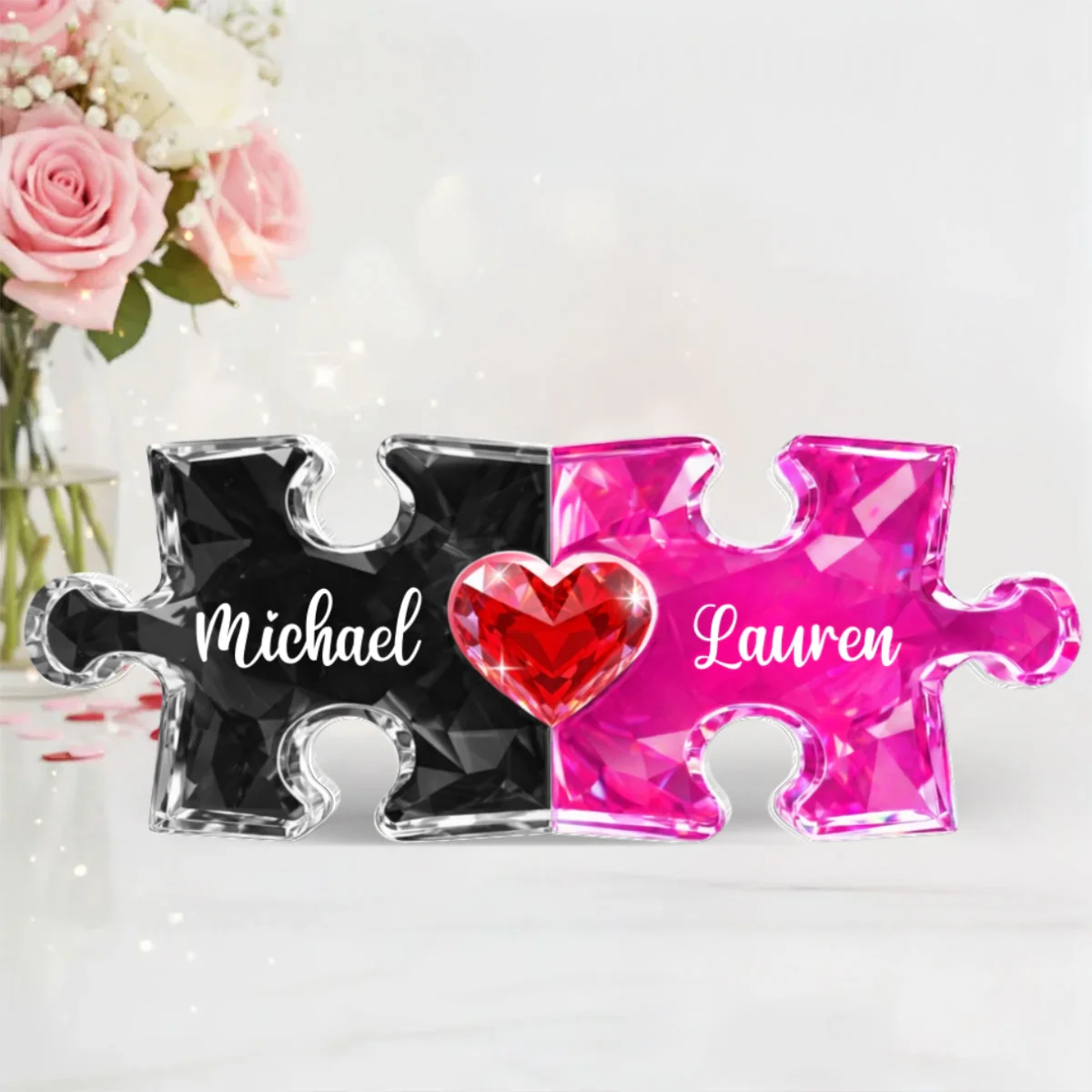 Couple Puzzles Name Sign for Valentines - Personalized Acrylic Block Plaque - Sentimental Gift for Him, for Her - Image 11