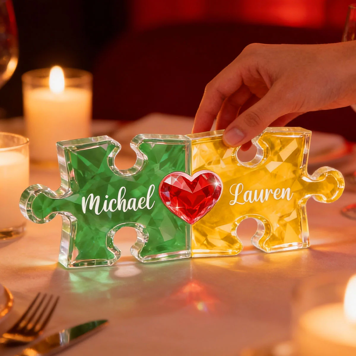 Couple Puzzles Name Sign for Valentines - Personalized Acrylic Block Plaque - Sentimental Gift for Him, for Her - Image 6