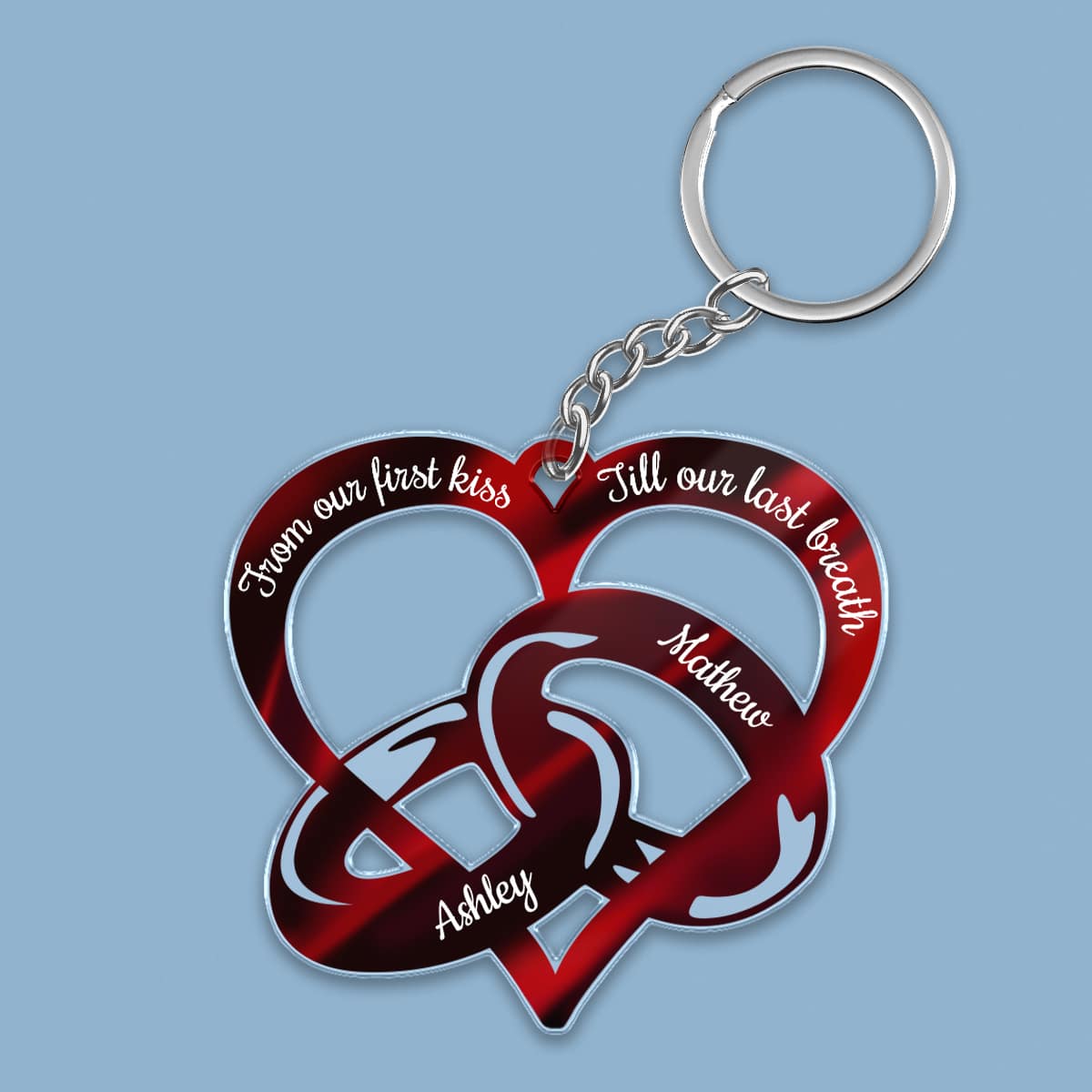 Couple Rings From Our First Kiss Till Our Last Breath Personalized Acrylic Keychain - Image 2