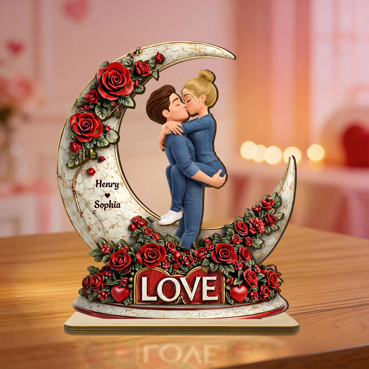 Couple Romantic Gothic Love - Personalized 2-Layered Wooden Plaque - Anniversary, Valentine's Day Gift, Gift For Him, Gift For Her - Image 2