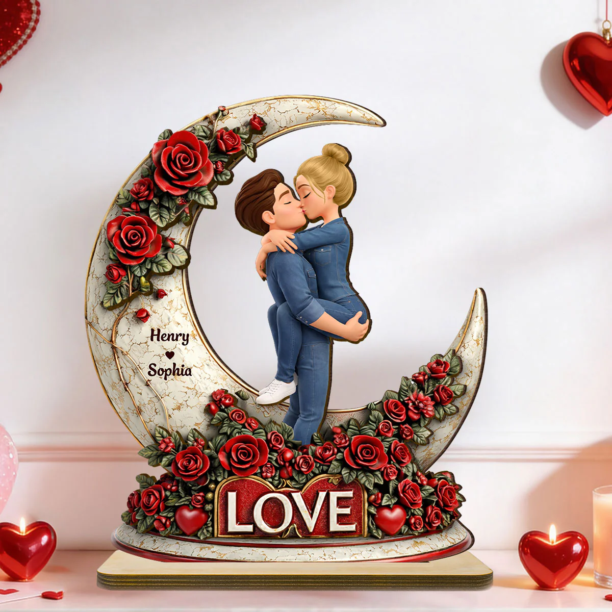 Couple Romantic Gothic Love - Personalized 2-Layered Wooden Plaque - Anniversary, Valentine's Day Gift, Gift For Him, Gift For Her - Image 4