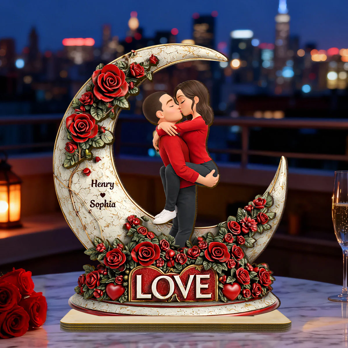 Couple Romantic Gothic Love - Personalized 2-Layered Wooden Plaque - Anniversary, Valentine's Day Gift, Gift For Him, Gift For Her - Image 6