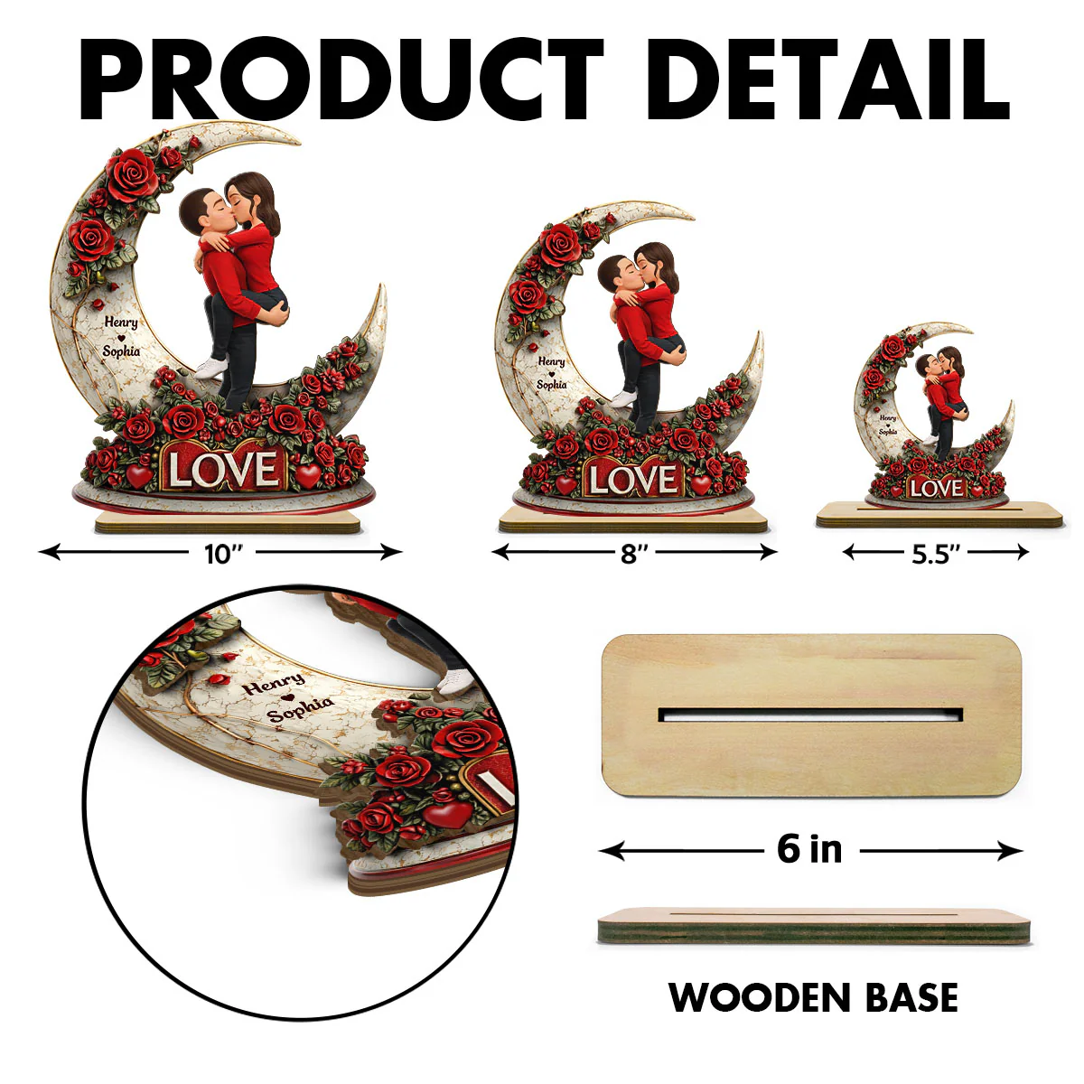 Couple Romantic Gothic Love - Personalized 2-Layered Wooden Plaque - Anniversary, Valentine's Day Gift, Gift For Him, Gift For Her - Image 8