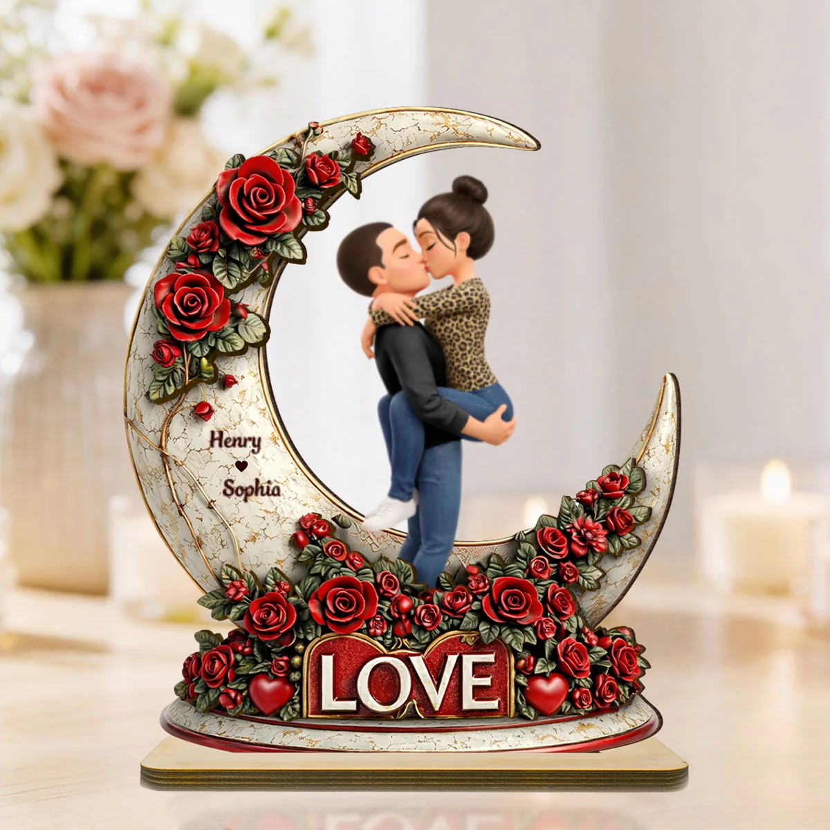 Couple Romantic Gothic Love - Personalized 2-Layered Wooden Plaque - Anniversary, Valentine's Day Gift, Gift For Him, Gift For Her - Image 9