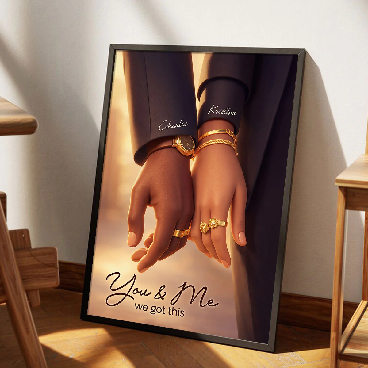 Couple Romantic Hands Close Up - Personalized Poster - Anniversary, Valentine's Day Gift, Gift For Him, Gift For Her - Image 3