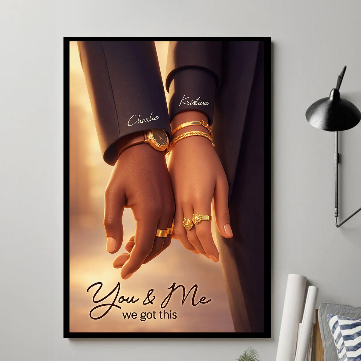 Couple Romantic Hands Close Up - Personalized Poster - Anniversary, Valentine's Day Gift, Gift For Him, Gift For Her - Image 4