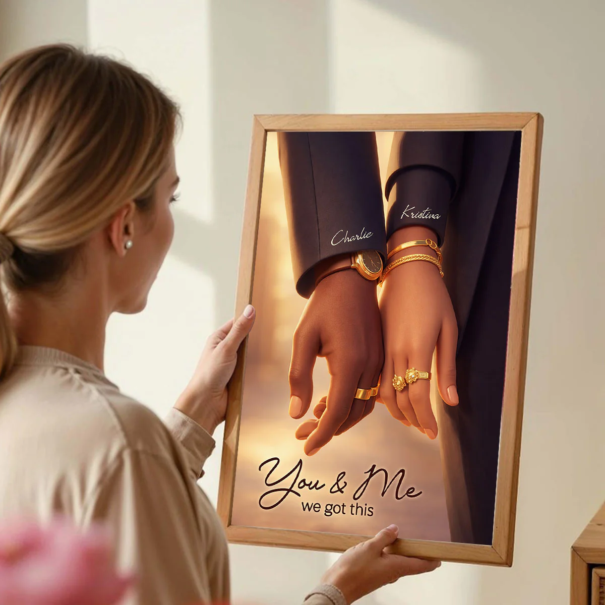 Couple Romantic Hands Close Up - Personalized Poster - Anniversary, Valentine's Day Gift, Gift For Him, Gift For Her - Image 7
