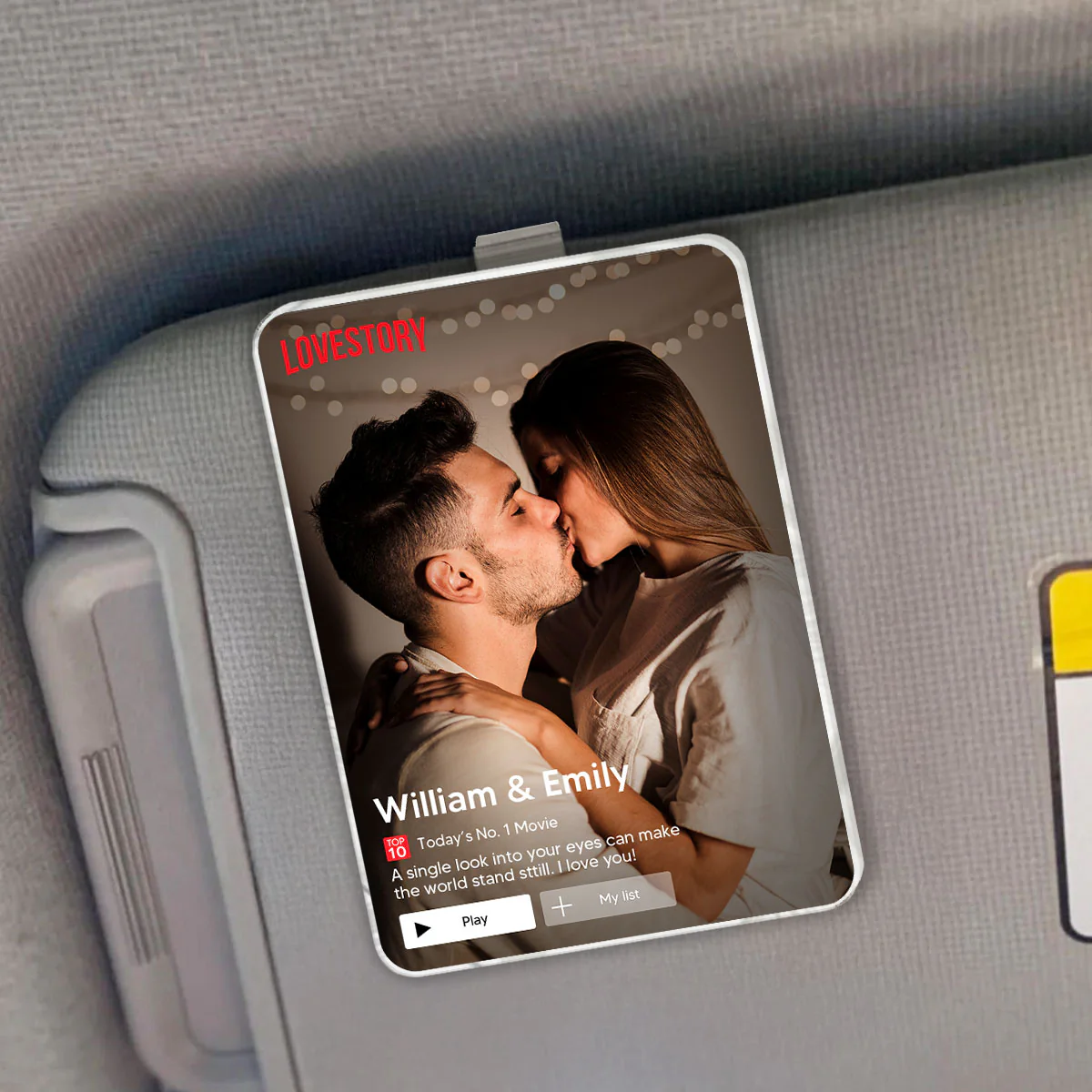 Couple Romantic Love Story - Personalized Acrylic Car Visor - Heartfelt Valentine, Anniversary Gift For Him, For Her