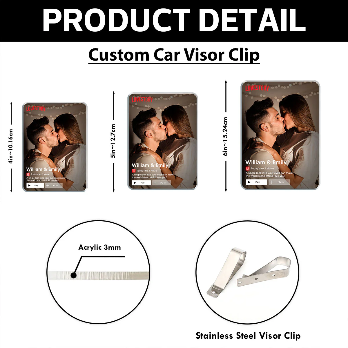Couple Romantic Love Story - Personalized Acrylic Car Visor - Heartfelt Valentine, Anniversary Gift For Him, For Her - Image 9