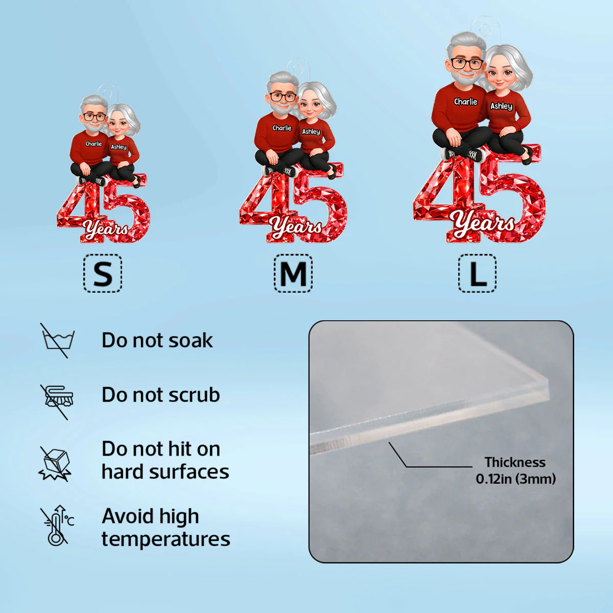 Couple Sitting Anniversary Date 3D Crystal Effect - Personalized Acrylic Keychain - Sentimental Gift for Her, Gift for Him - Image 7