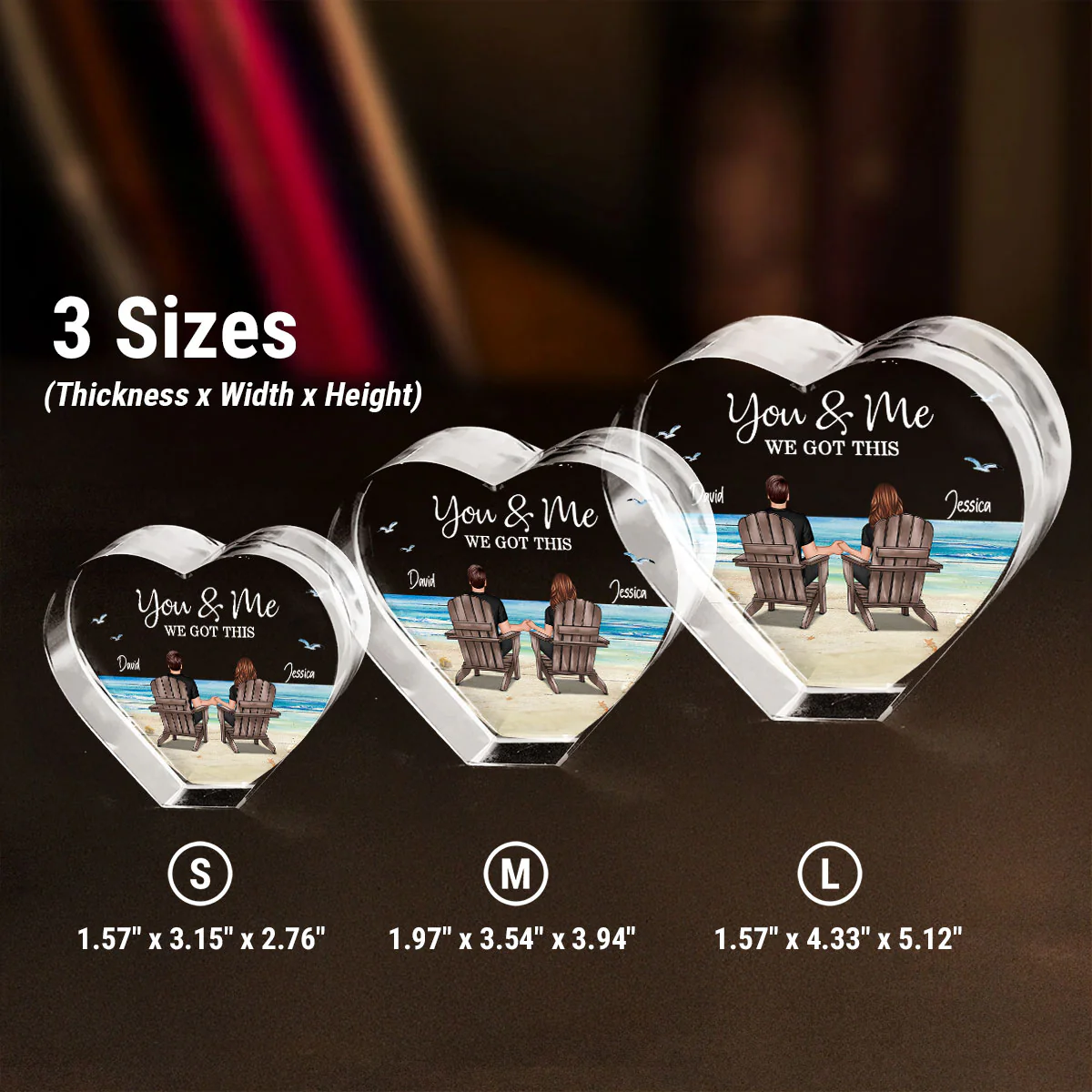 Couple Sitting At Beach Personalized Premium Crystal Heart LED, A Timeless Treasure Full of Emotion - Image 9