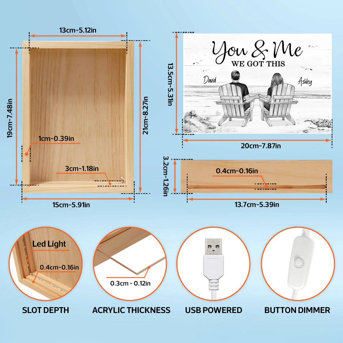 [EXCLUSIVE LIMITED EDITION] Couple Sitting At Beach Retro Personalized Luminous Frame Light Box, Anniversary Gift For Couple - Image 10