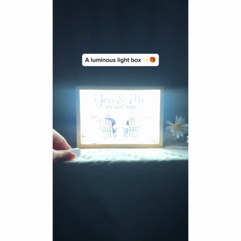 [EXCLUSIVE LIMITED EDITION] Couple Sitting At Beach Retro Personalized Luminous Frame Light Box, Anniversary Gift For Couple - Image 2