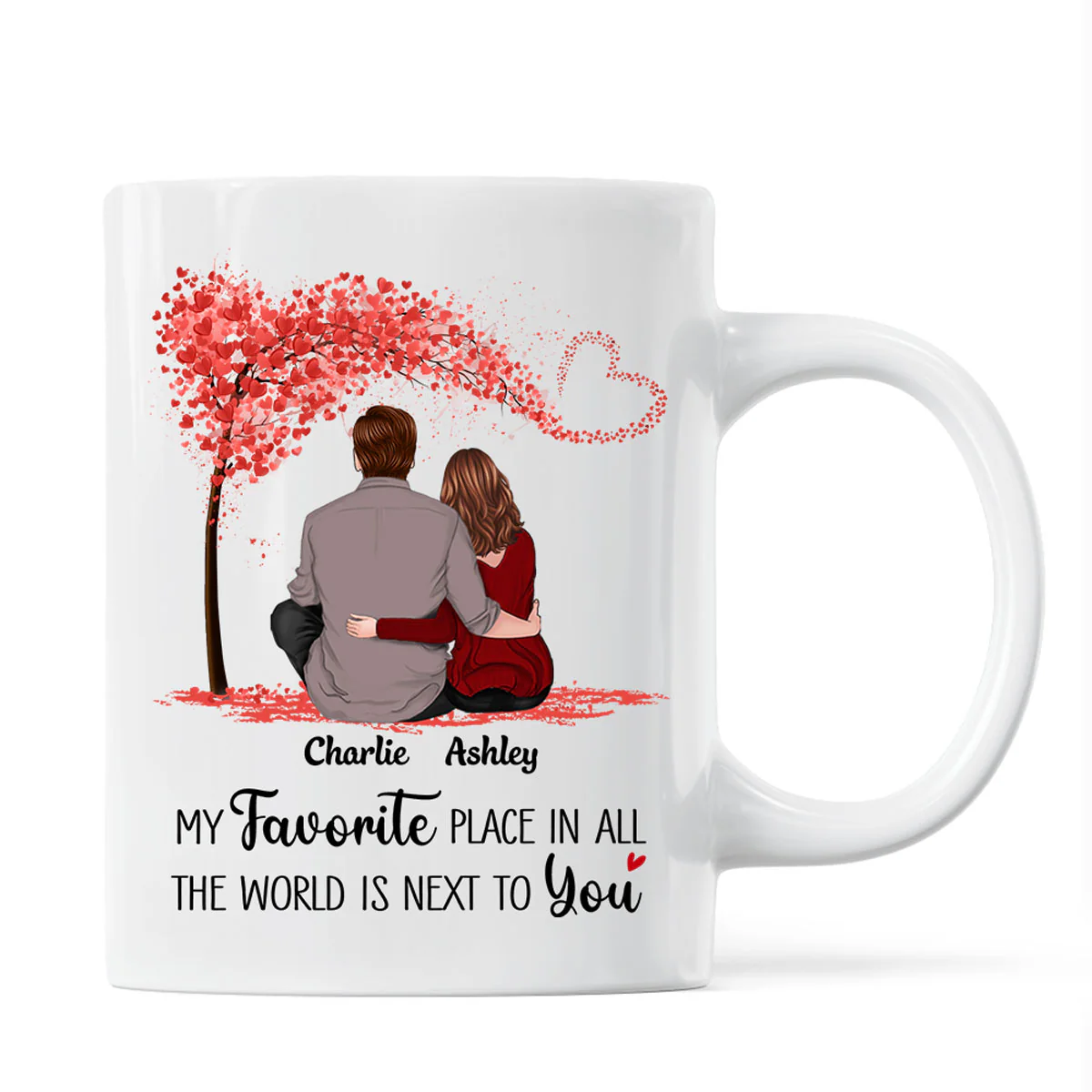 Couple Sitting Back View Personalized Mug - Valentine‘s Day Gift - Anniversary Gift For Him - Gift For Her