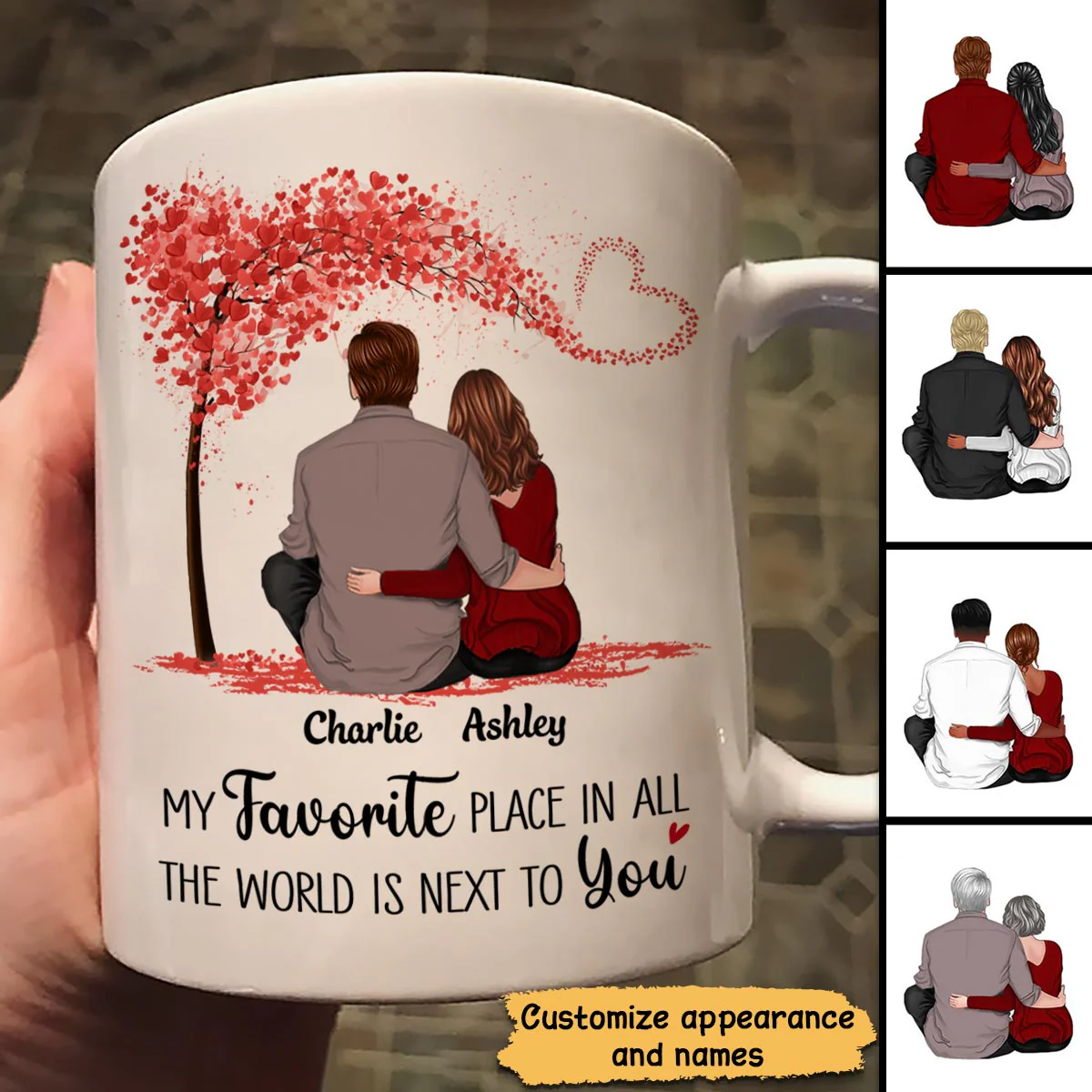 Couple Sitting Back View Personalized Mug - Valentine‘s Day Gift - Anniversary Gift For Him - Gift For Her - Image 3