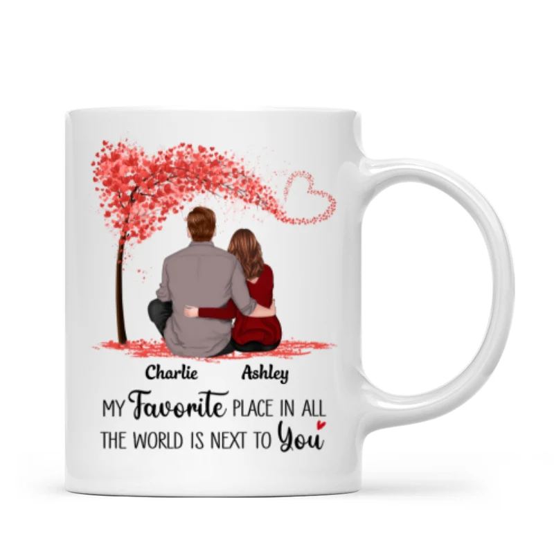 Couple Sitting Back View Personalized Mug - Valentine‘s Day Gift - Anniversary Gift For Him - Gift For Her - Image 4