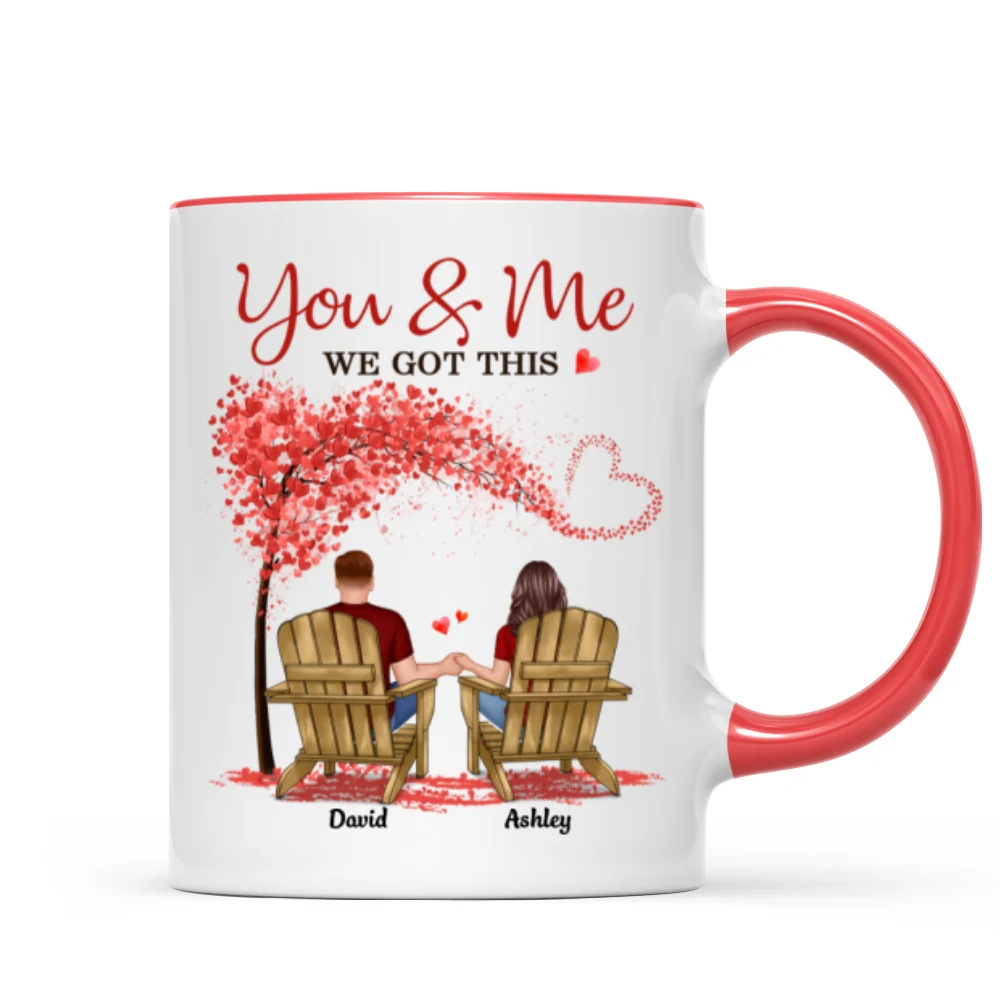 Couple Sitting Back View Under Heart Tree Personalized Circle Mug - Image 7
