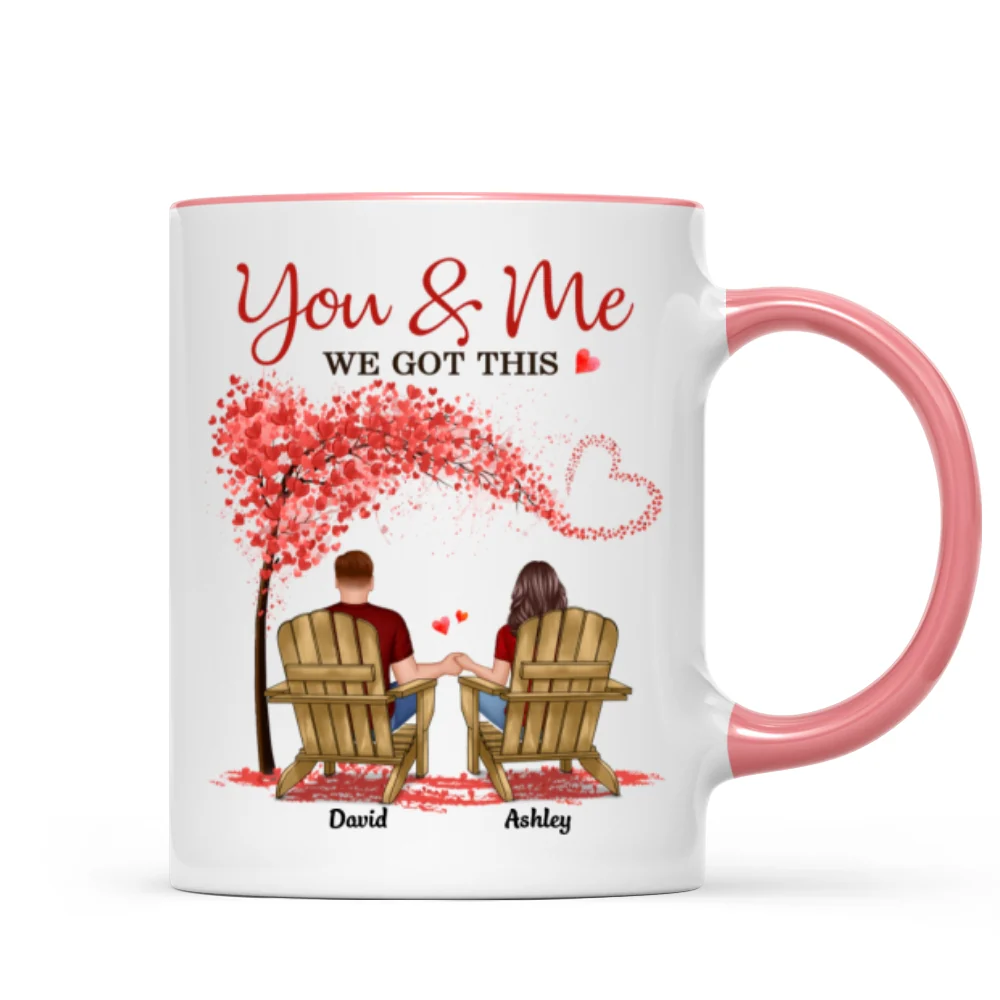 Couple Sitting Back View Under Heart Tree Personalized Circle Mug - Image 9