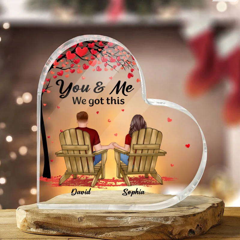 Couple Sitting Back View Under Tree Personalized Heart Plaque - Image 4
