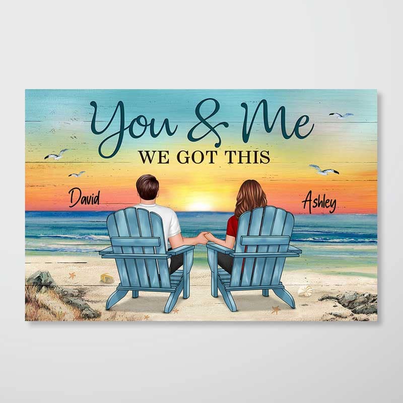 Couple Sitting Beach Landscape You & Me We Got This - Personalized Poster - Anniversary Gift For Him, Gift For Her - Image 2