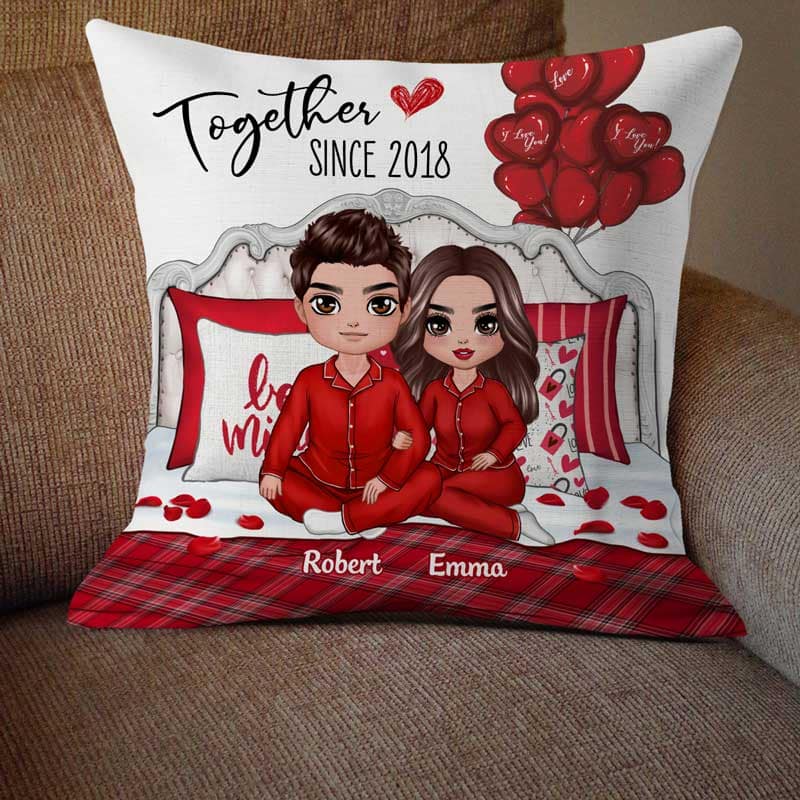 Couple Sitting On Bed Personalized Pillow (Insert Included) - Image 2