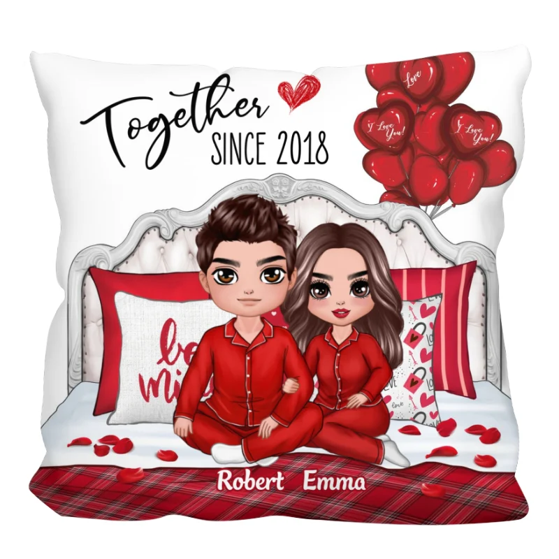 Couple Sitting On Bed Personalized Pillow (Insert Included) - Image 3