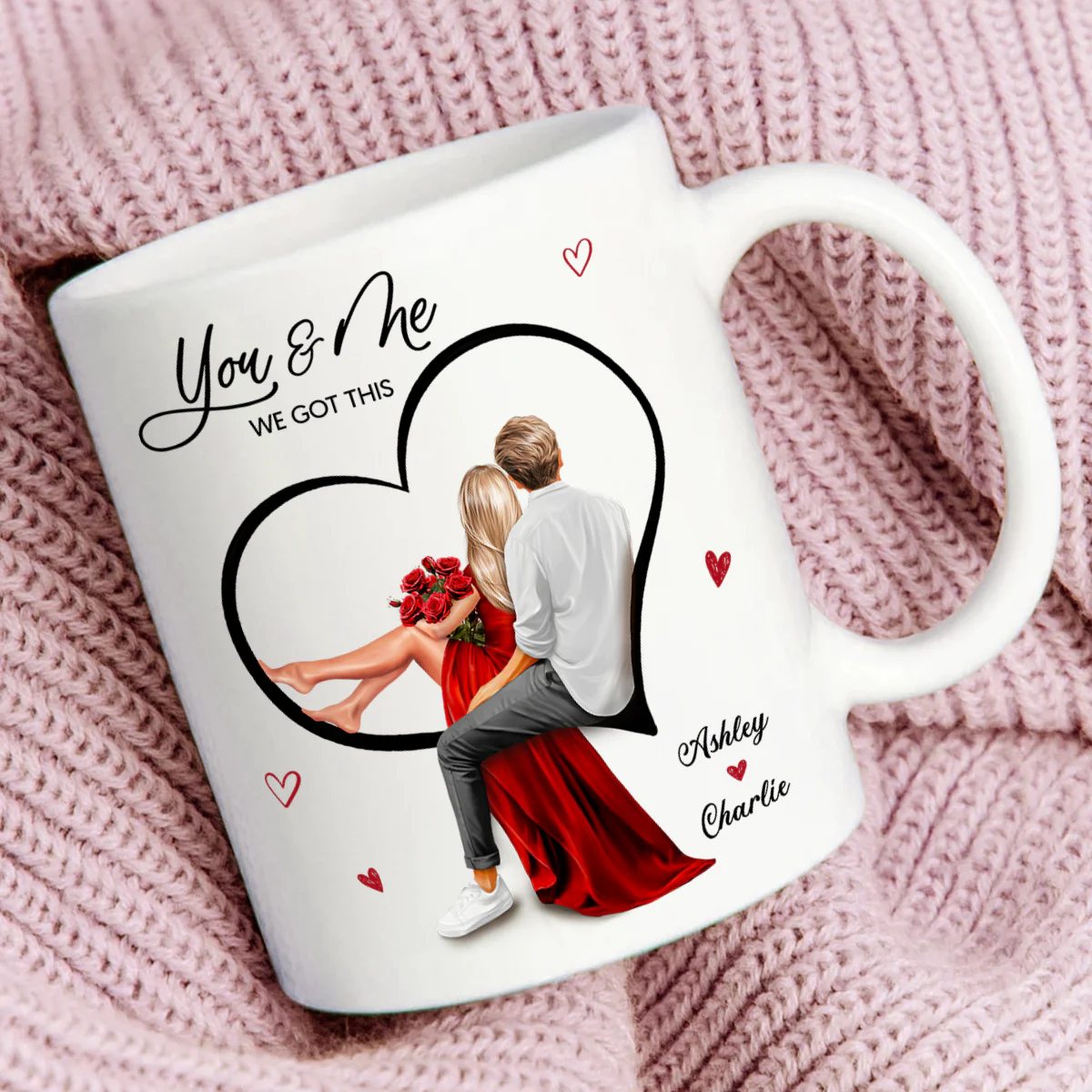 Couple Sitting On Heart Personalized Mug, Gift, Anniversary Gift for Couples, - Image 2