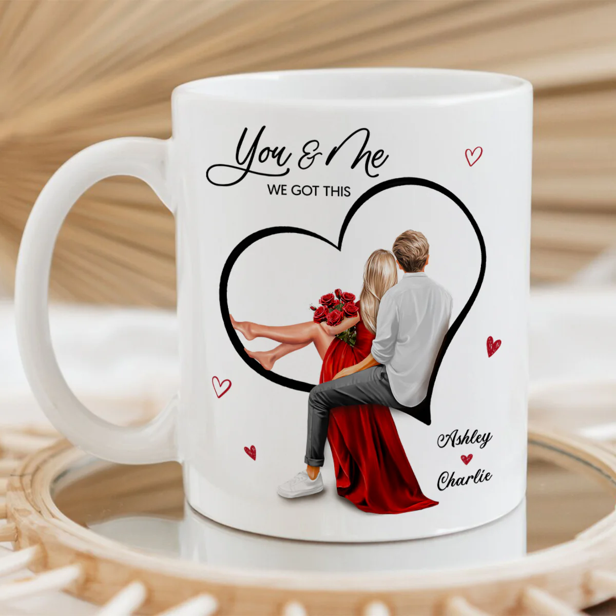 Couple Sitting On Heart Personalized Mug, Gift, Anniversary Gift for Couples, - Image 3