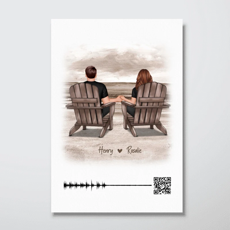 Couple Sitting on the Beach Soundwave Art Personalized Poster, Custom your Heartfelt Voice Message Just for Your Loved One, Gift for him, Gift for her - Image 10