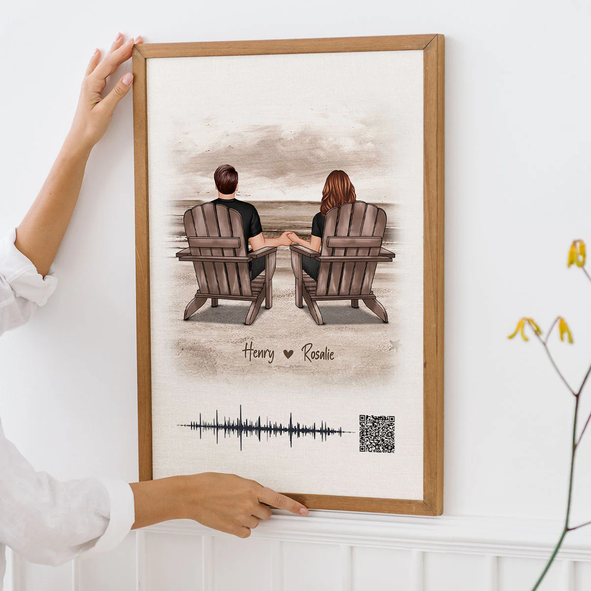 Couple Sitting on the Beach Soundwave Art Personalized Poster, Custom your Heartfelt Voice Message Just for Your Loved One, Gift for him, Gift for her - Image 4