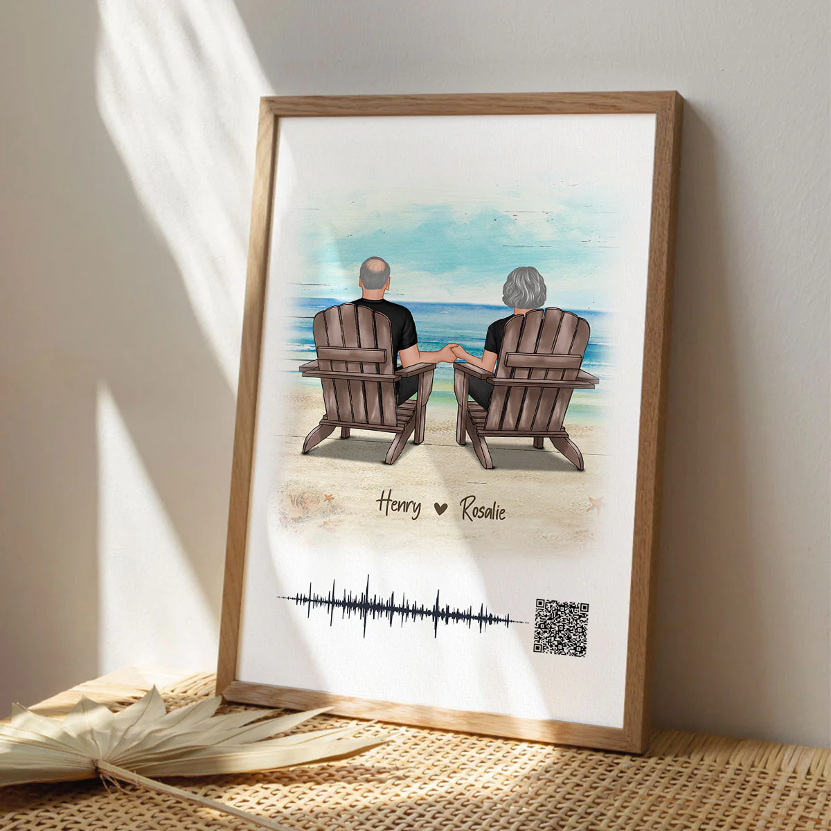 Couple Sitting on the Beach Soundwave Art Personalized Poster, Custom your Heartfelt Voice Message Just for Your Loved One, Gift for him, Gift for her - Image 6