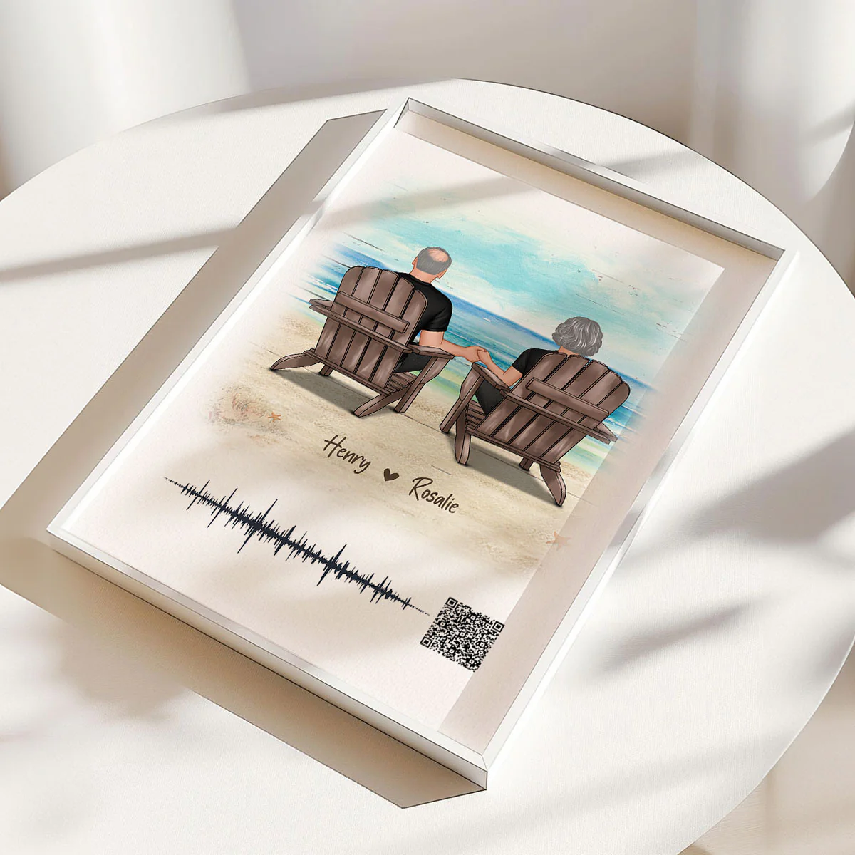 Couple Sitting on the Beach Soundwave Art Personalized Poster, Custom your Heartfelt Voice Message Just for Your Loved One, Gift for him, Gift for her - Image 7