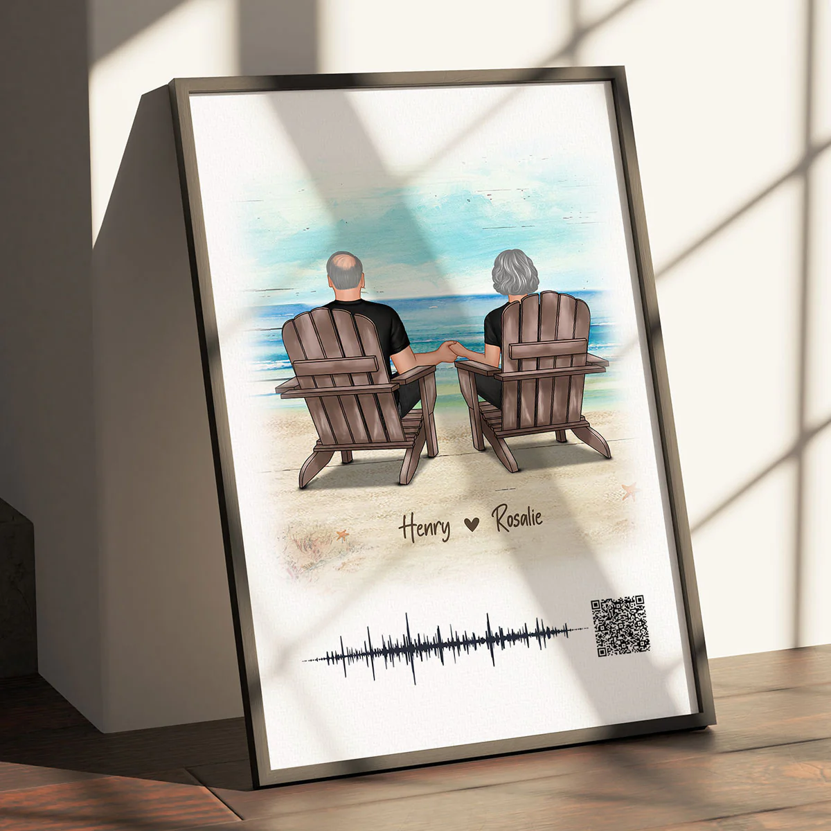 Couple Sitting on the Beach Soundwave Art Personalized Poster, Custom your Heartfelt Voice Message Just for Your Loved One, Gift for him, Gift for her - Image 8