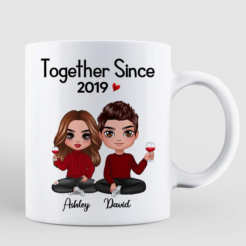 Couple Sitting - Personalized Mug - Anniversary Gift For Him, Gift For Her - Image 2
